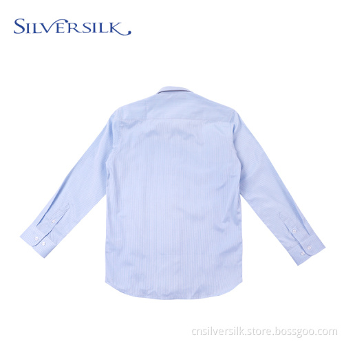 Classic cotton stripe boys casual button down shirt